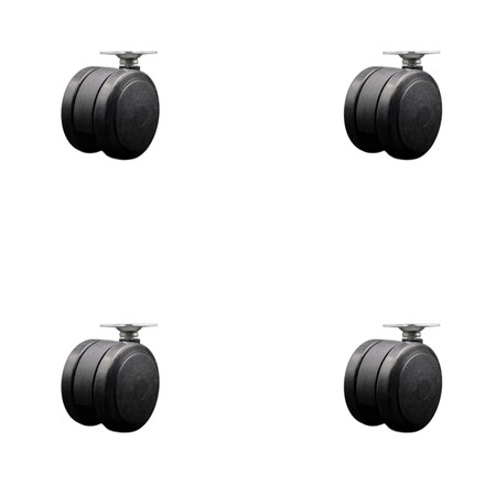 Service Caster 2-3/8'' Black Floor Safe Twin Wheel Casters Top Plate , 4PK SCC-TP02S60-TPR-BLK-4